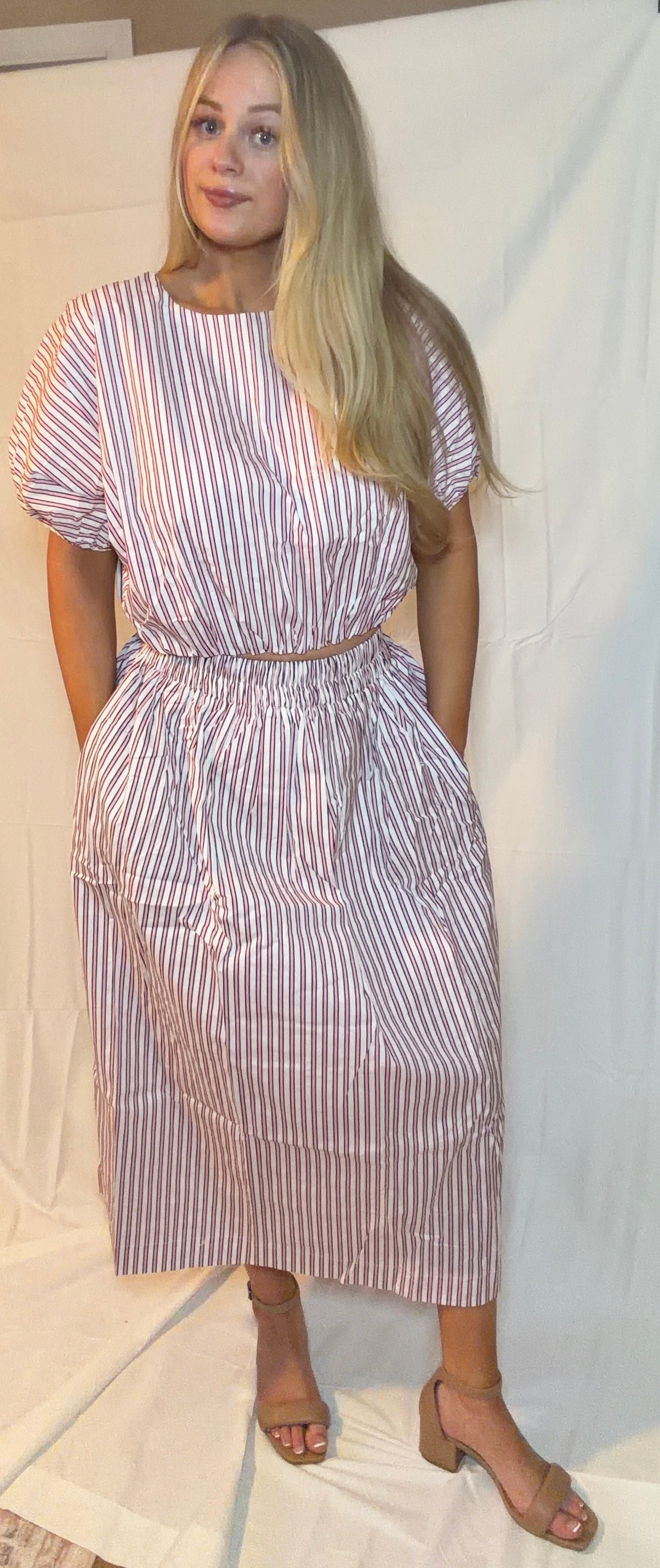 Pink Stripe skirt set