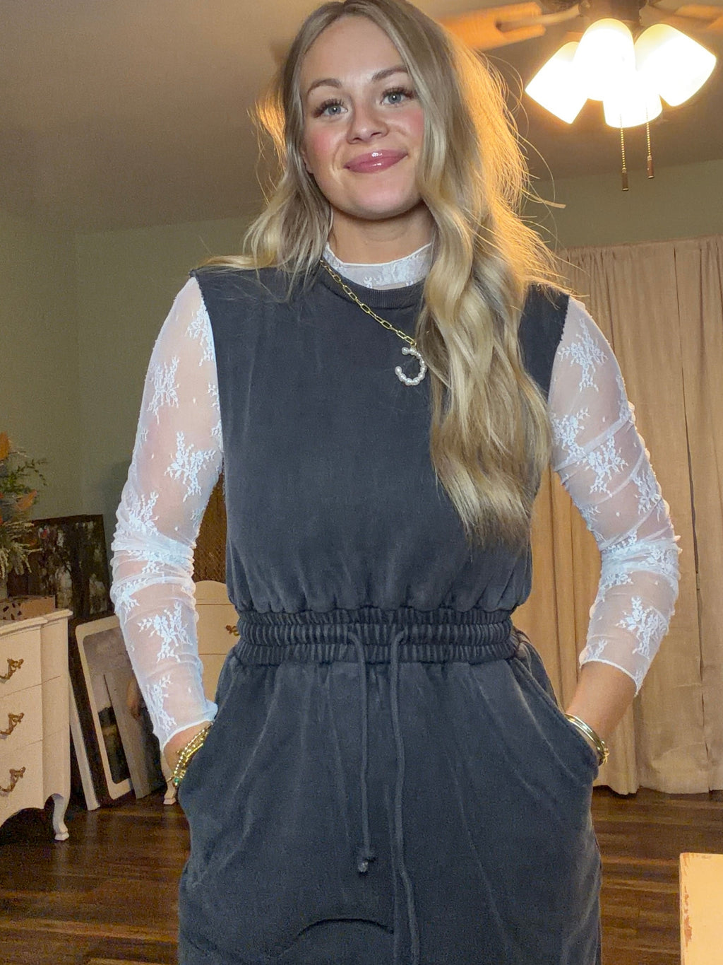 Sleeveless Black Mineral Washed Jumpsuit