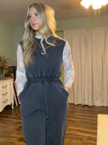 Sleeveless Black Mineral Washed Jumpsuit