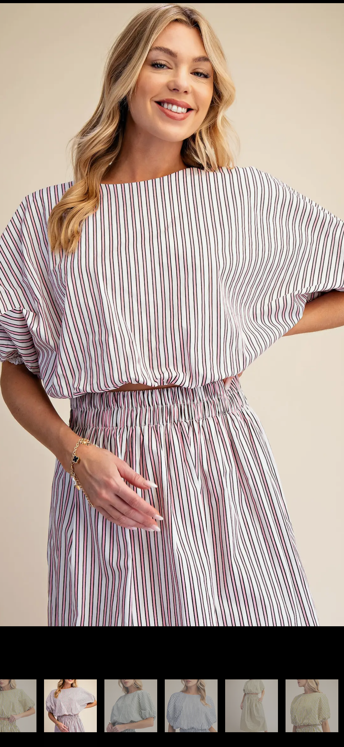 Pink Stripe skirt set