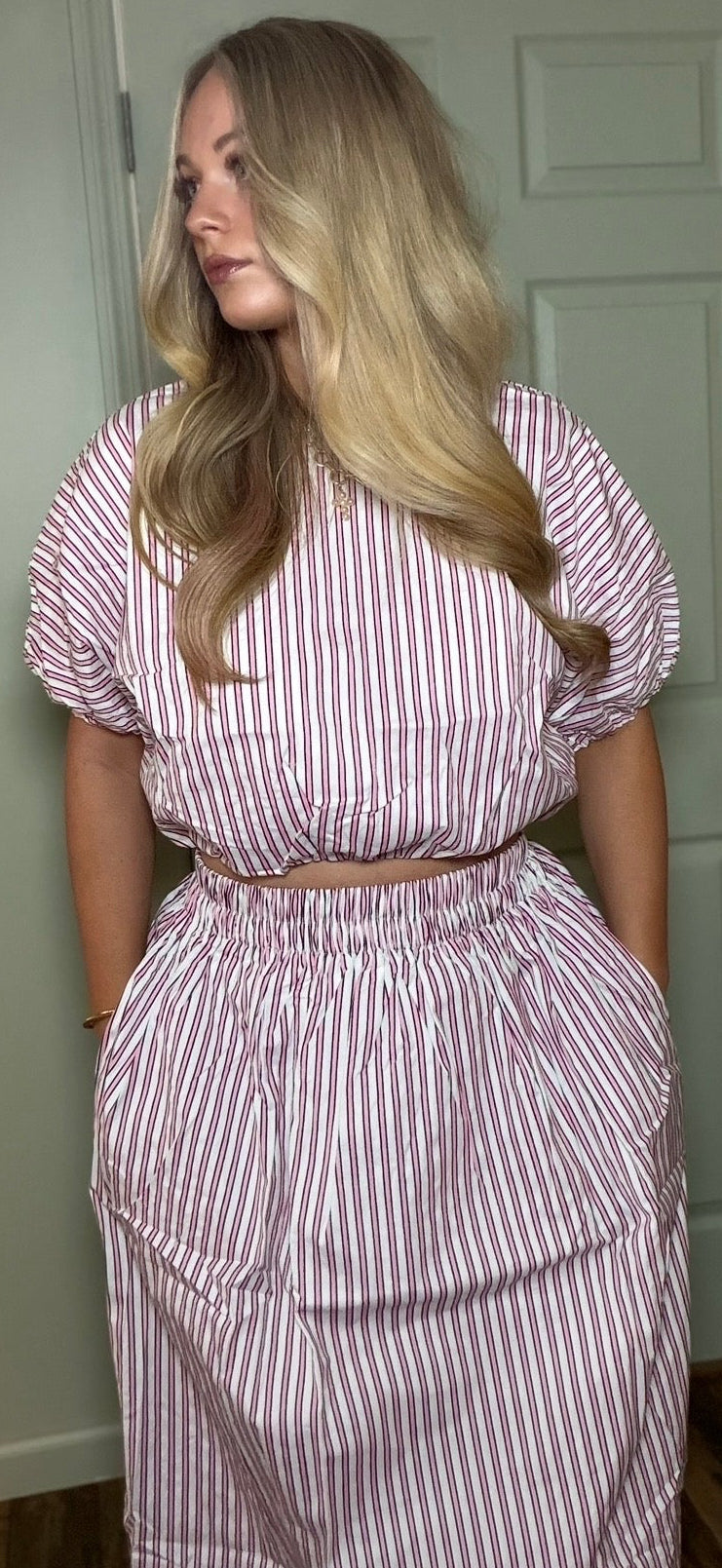 Pink Stripe skirt set