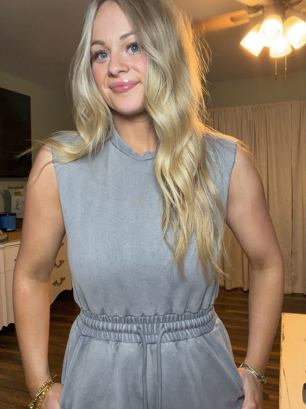 Gray Mineral Washed Jumpsuit