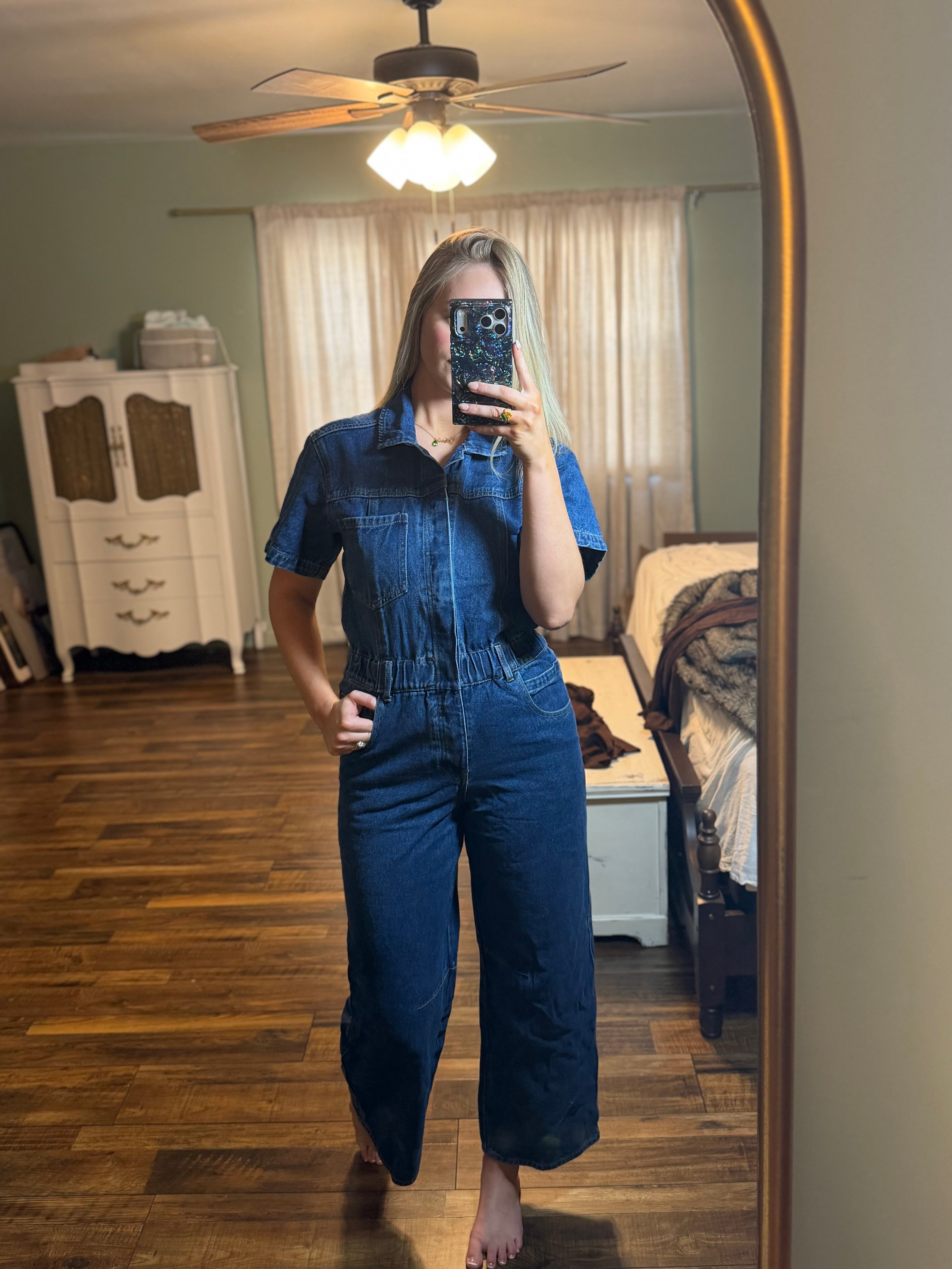 Denim Button Up Jumpsuit