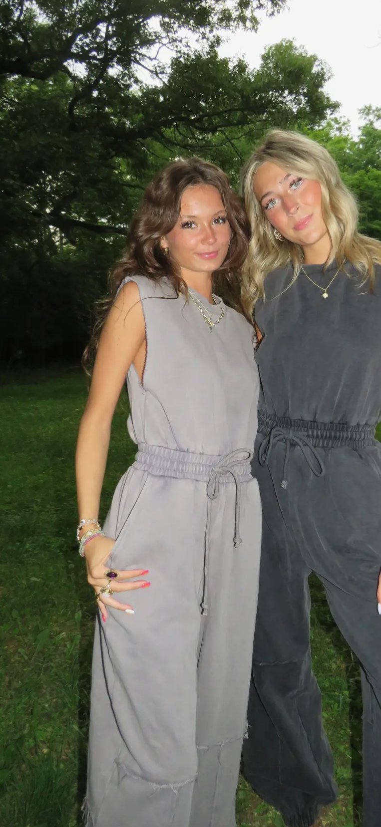 Gray Mineral Washed Jumpsuit
