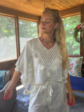 Golden Pearl Lurex Tassel Crochet Blouse