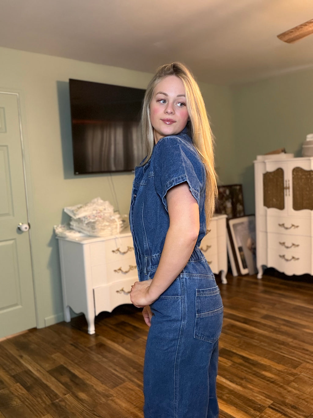 Denim Button Up Jumpsuit
