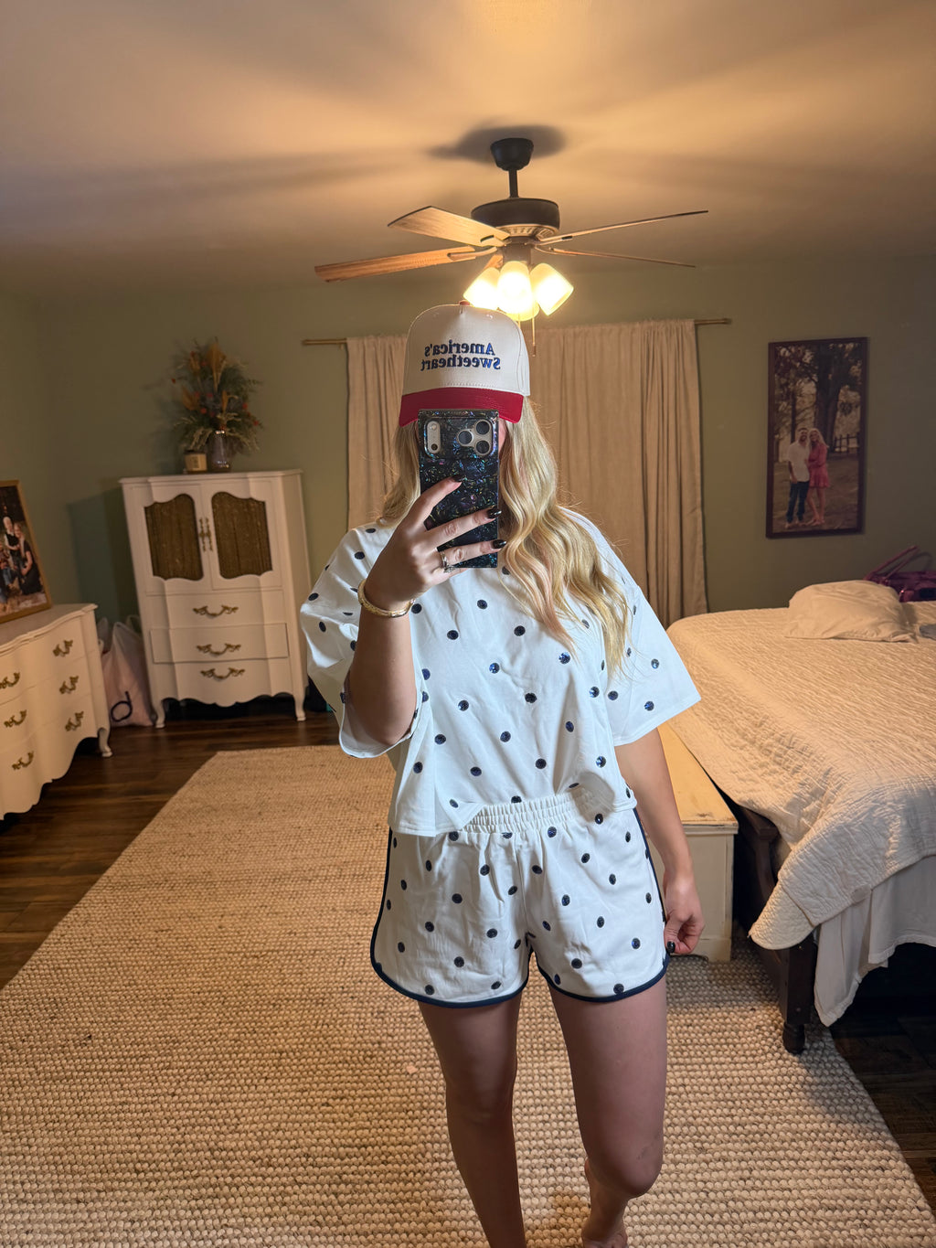 Polka Dot Sequins Detailed French Terry Set