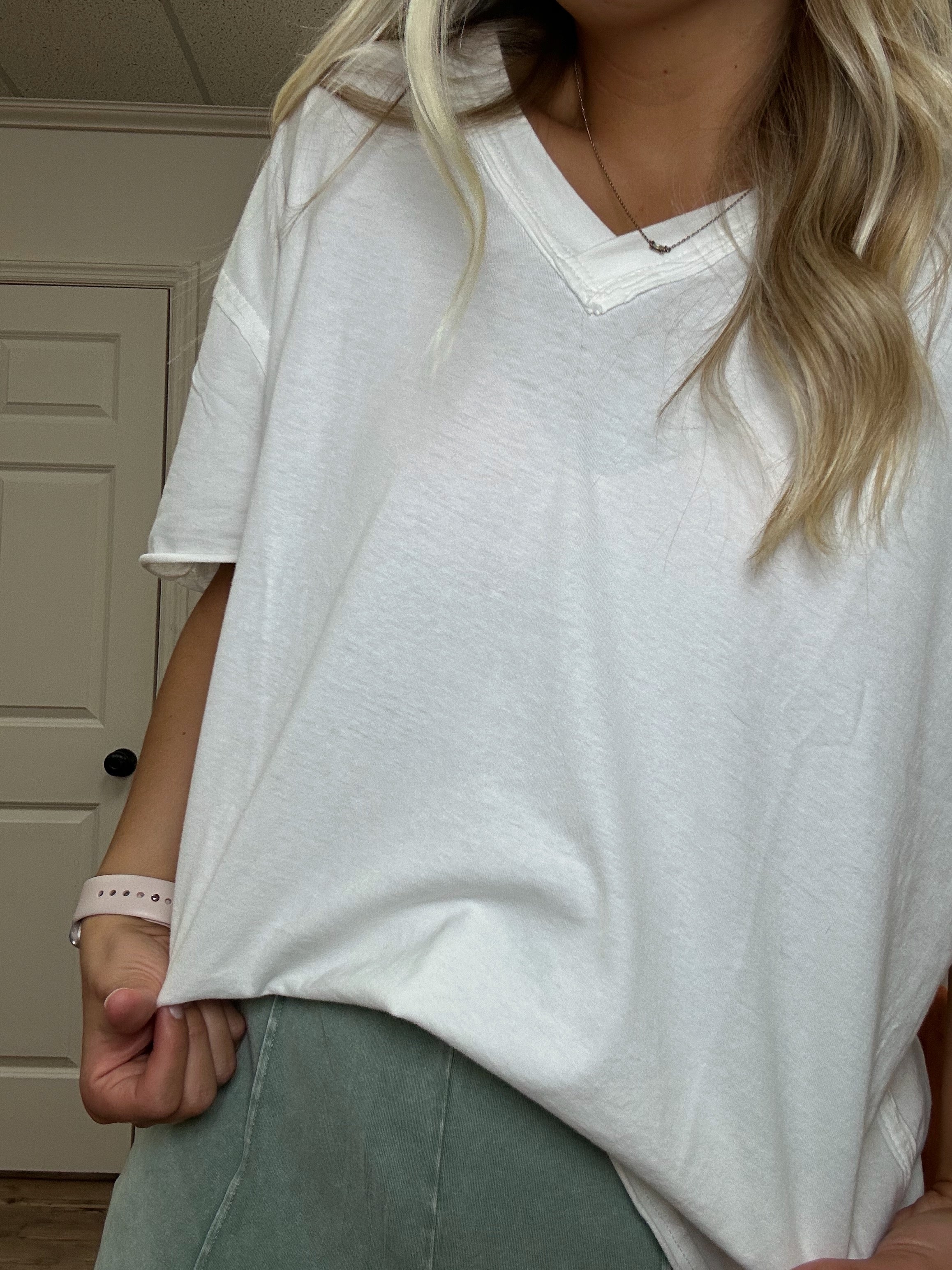 V Neck Tee in White