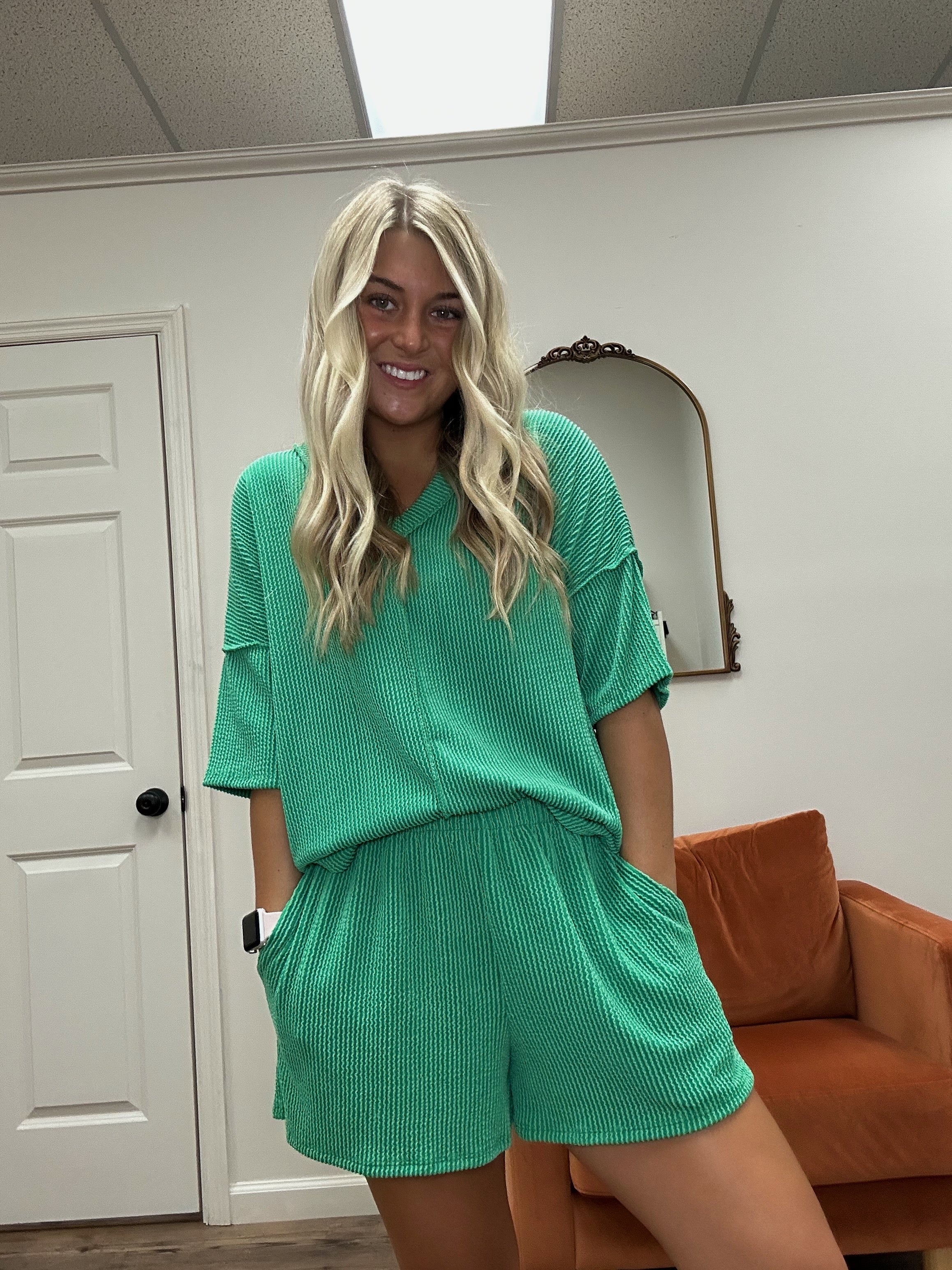 Kelly Green Shorts Set
