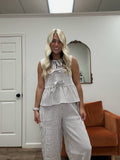 Striped Bow Tie Set- Mocha