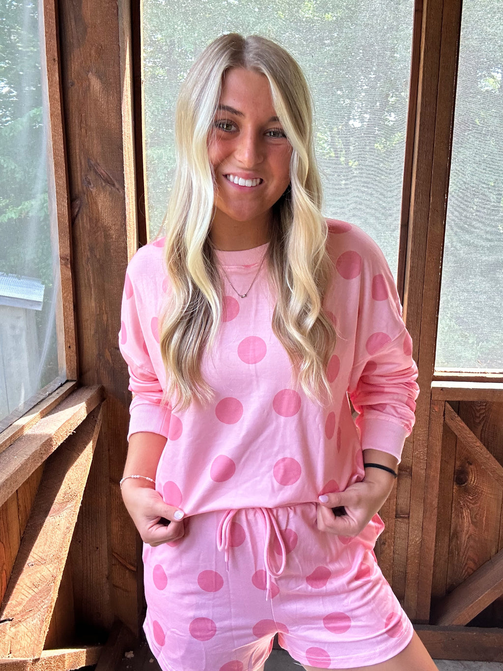 Polka Dot Looks Pullover Drawstring Set