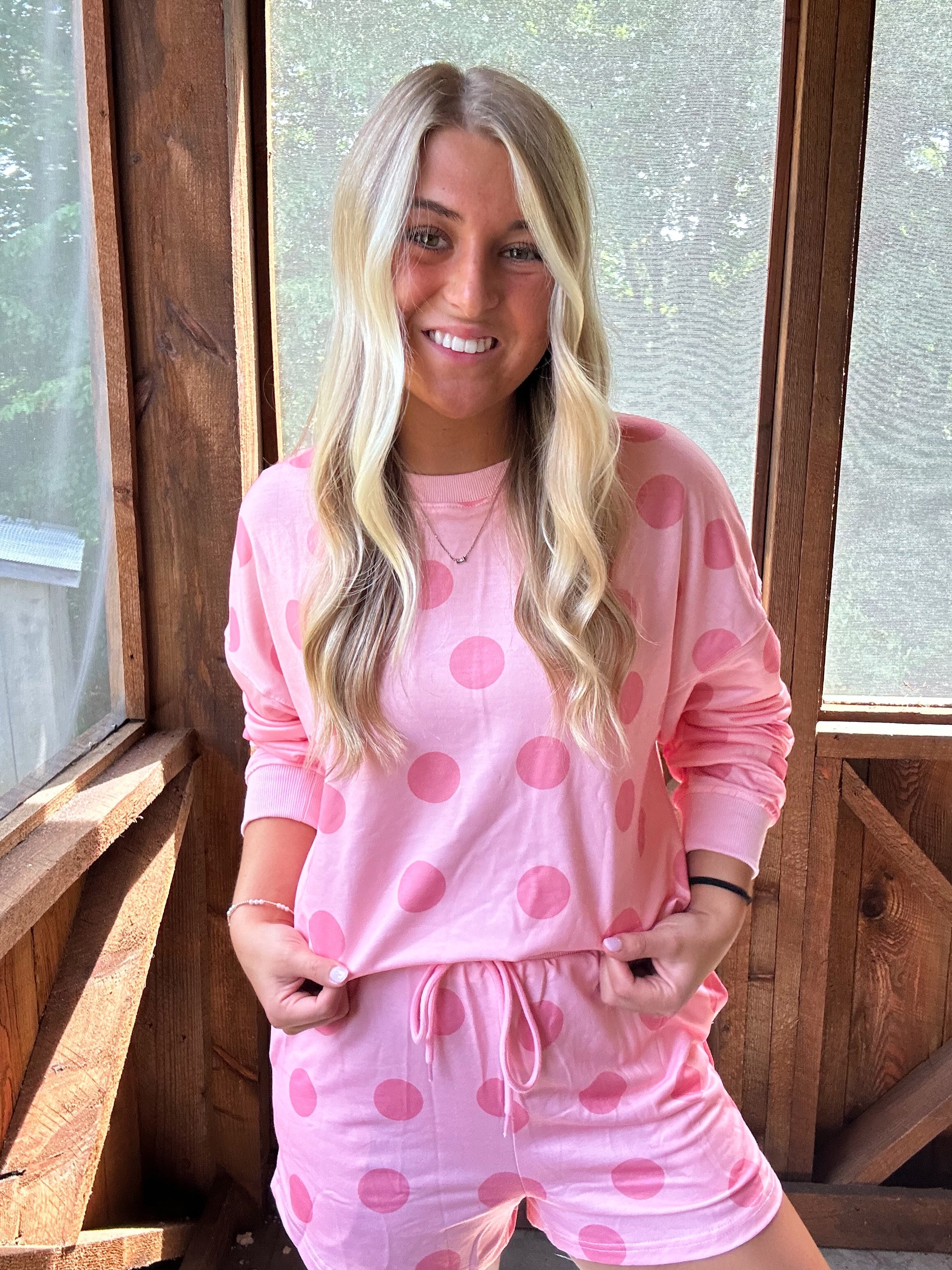 Polka Dot Looks Pullover Drawstring Set