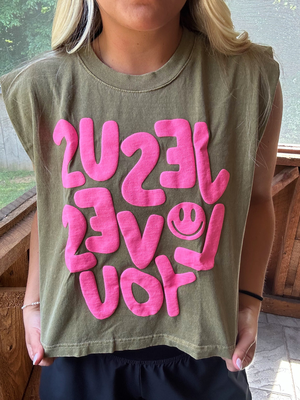 Jesus Loves You Puff Muscle Tee