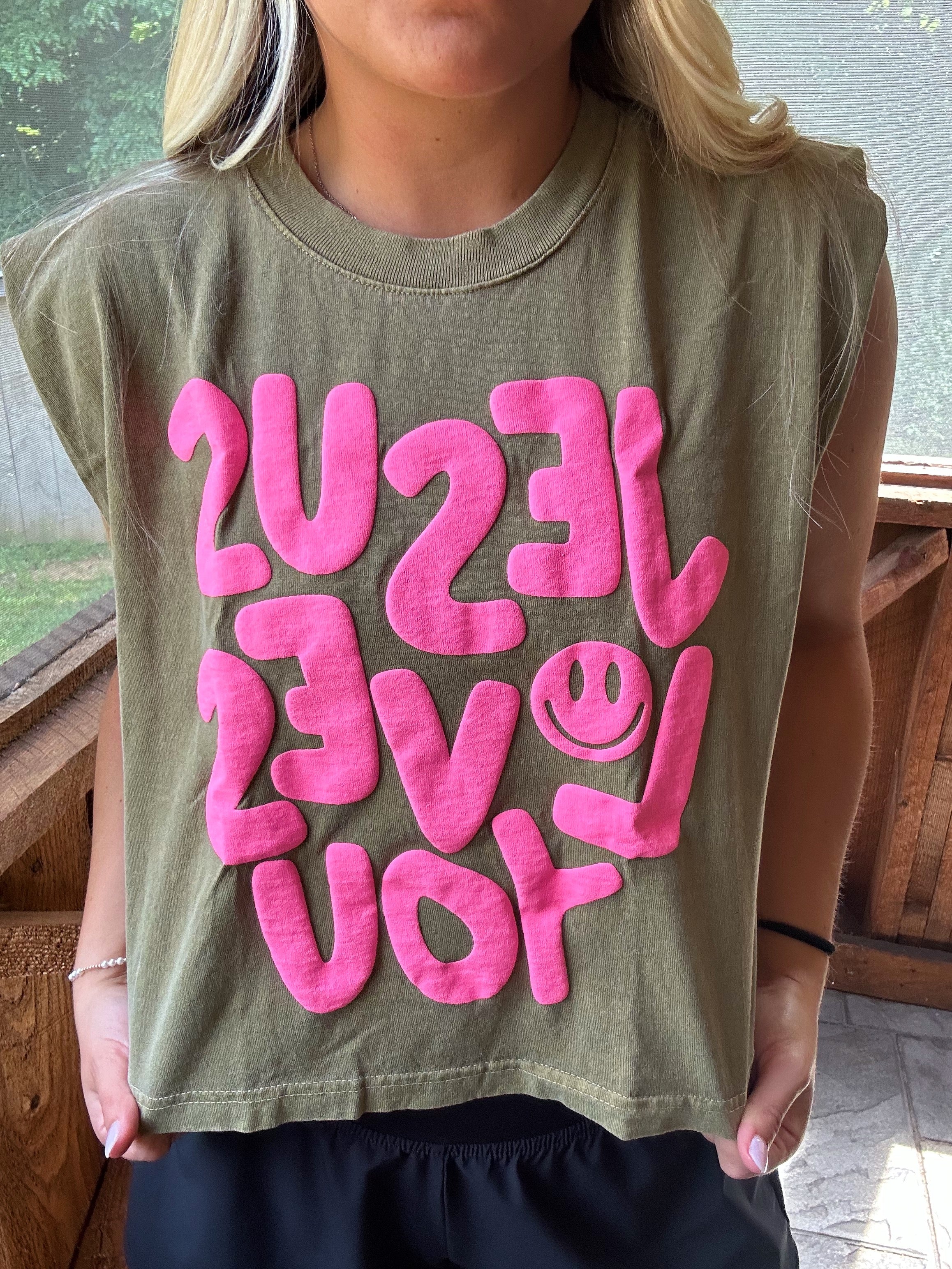 Jesus Loves You Puff Muscle Tee