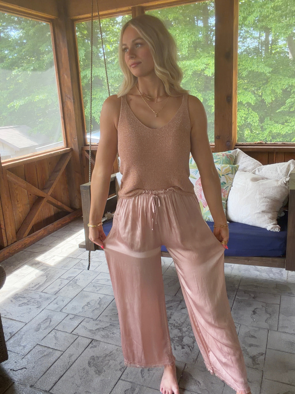 Golden Hour Pure Silk Pants
