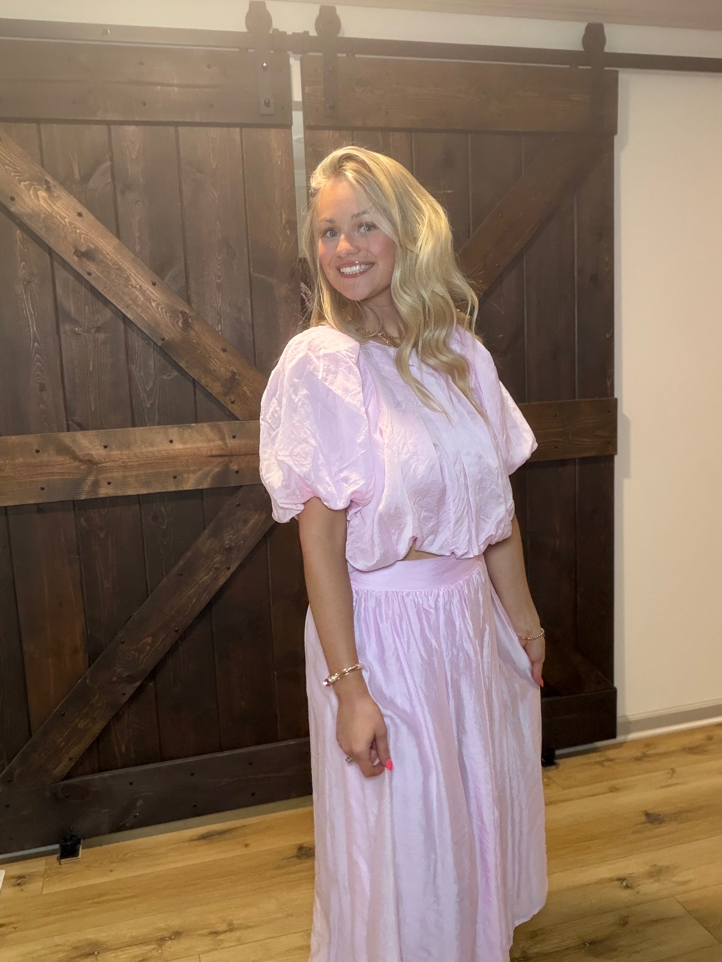 Pink Satin Day Dream Top
