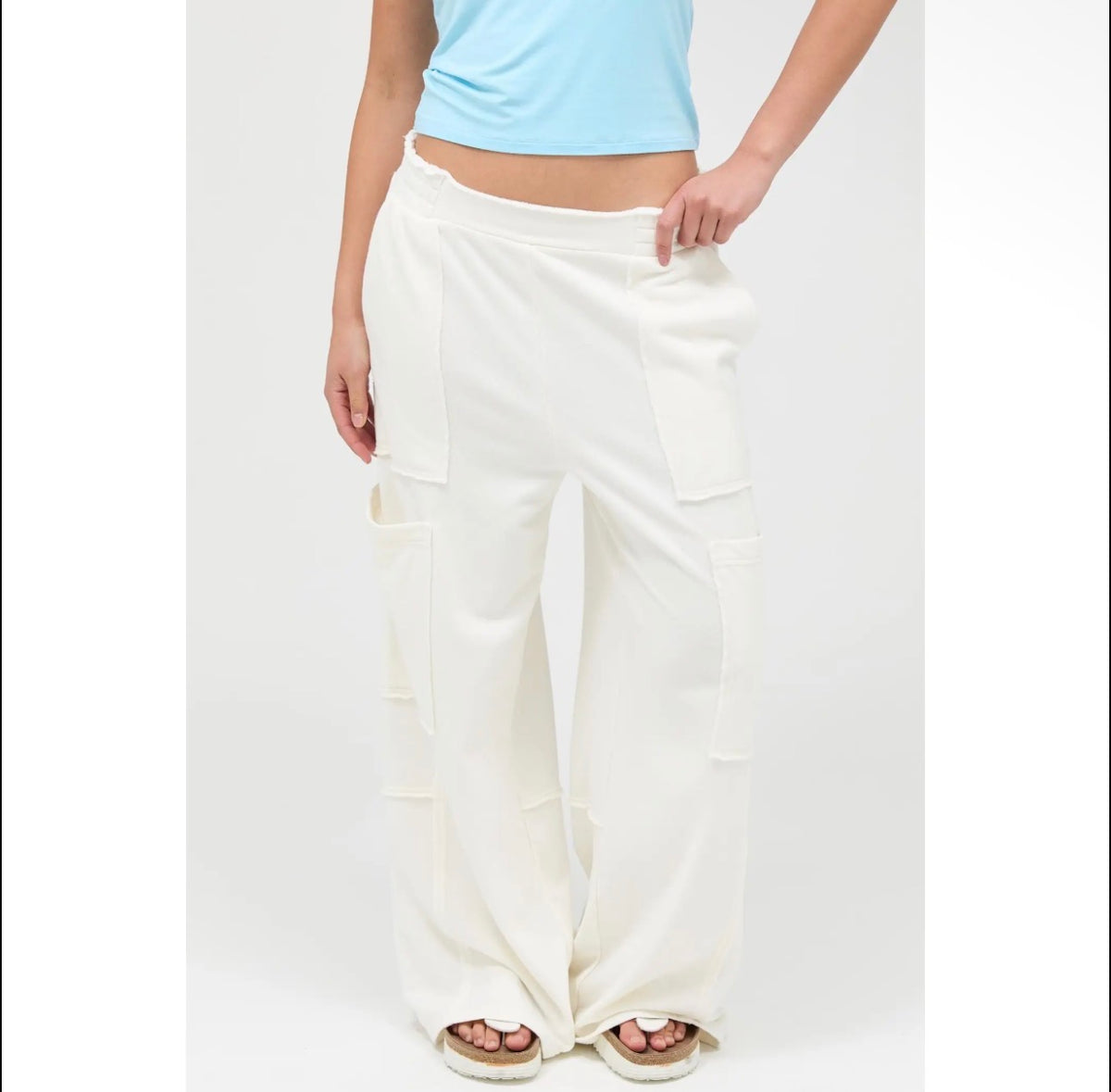Mineral Washed Wide Leg Cargo Pants