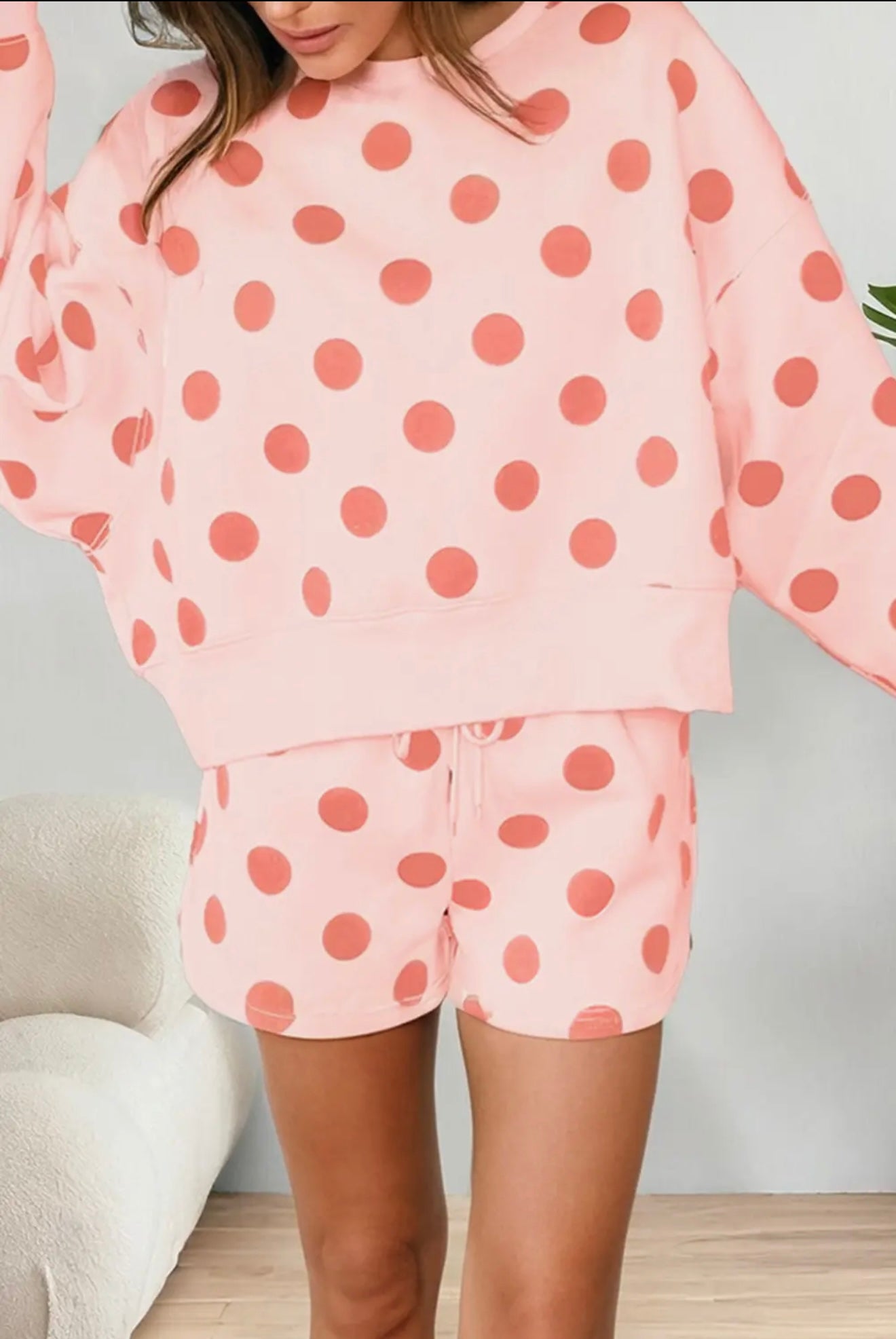 Polka Dot Looks Pullover Drawstring Set