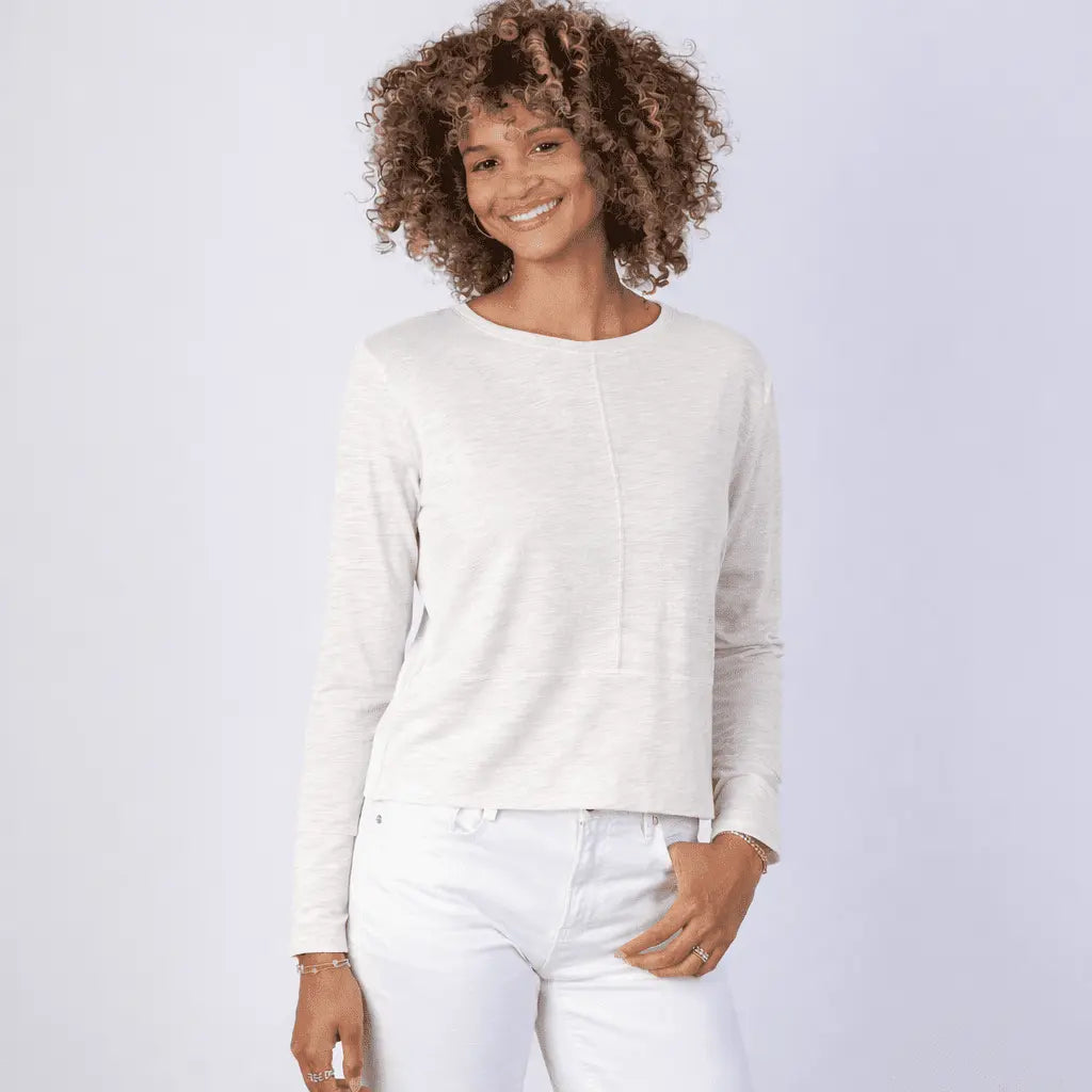 Celia Perfect Length Tee in Linen - Long Sleeve