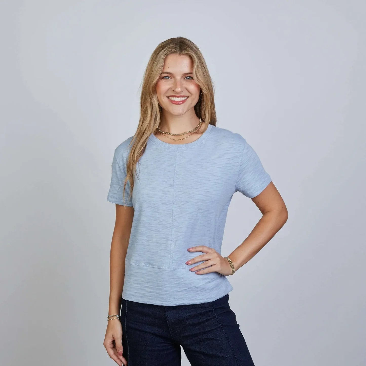 Celia Perfect Length Tee in Periwinkle